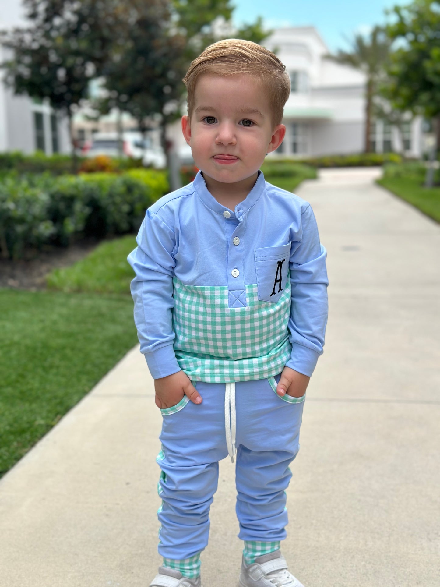 Amora Gingham Jogger Set