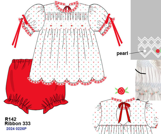 CHRISTMAS RTS: Cecilia's Christmas Heirloom Swiss Dot Bloomers Set