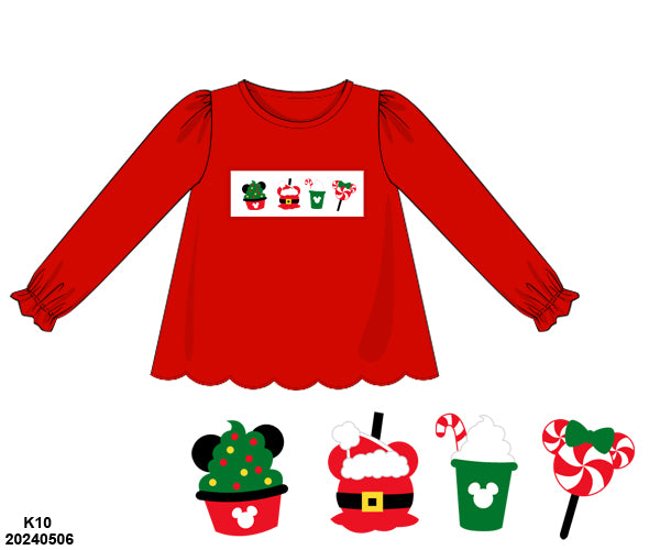 RTS KS Christmas: Here For The Snacks Scalloped Shirt Only