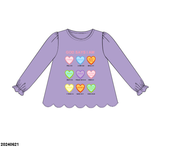 RTS PO 26 Valentine's Day + St. Patrick's Day: Affirmation Hearts Purple Shirt Only (3-5 business days)
