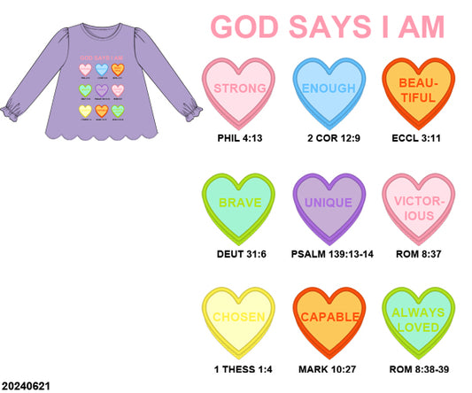 RTS PO 26 Valentine's Day + St. Patrick's Day: Affirmation Hearts Purple Shirt Only (3-5 business days)
