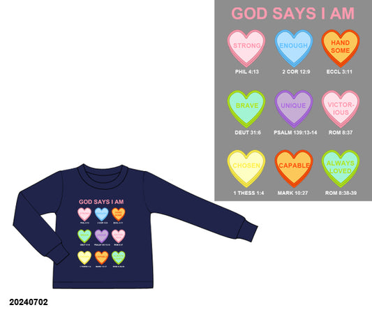 Affirmation Hearts Navy Blue Shirt Only