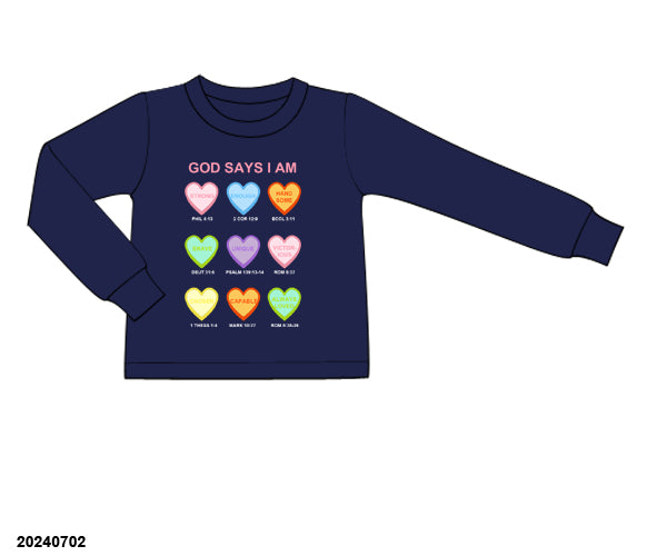 Affirmation Hearts Navy Blue Shirt Only