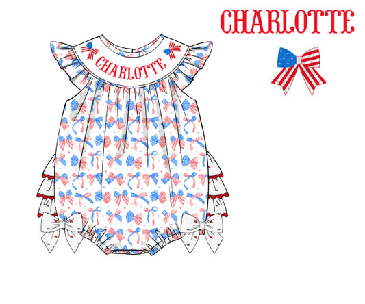PO 29 EXTRAS RTS: Patriotic Bow Bubble - BEAUTY & GRACE (ships in 3-5 business days)