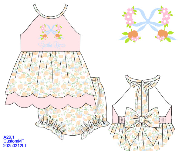 PRE-ORDER 34 FALL PART ONE: Cece's Pumpkins Bloomers Set (ETA: SEPTEMBER to customers)