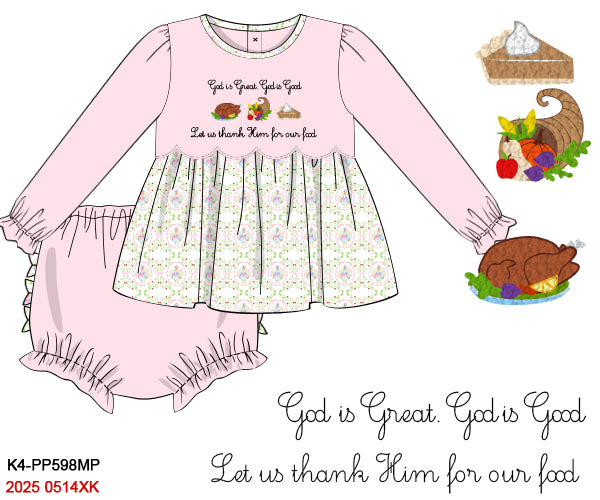 PRE-ORDER 35 LAST OF FALL: God Is Great, God Is Good Pink Bloomers Set (ETA: SEPTEMBER to customers)