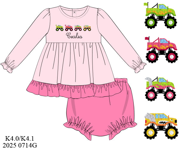 PRE-ORDER 38 Hello 2026: Monster Truck Bloomers Set (ETA: November to KS then to customers)
