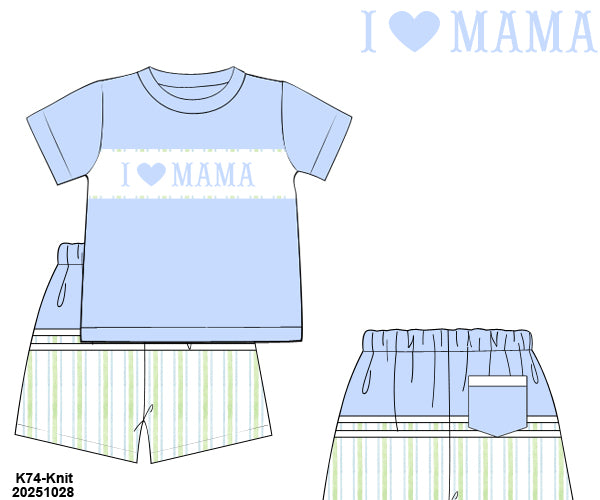PRE-ORDER 42 Mother's Day: Magnolia Blues Striped Shorts Set (ETA: March to KS then to customers)