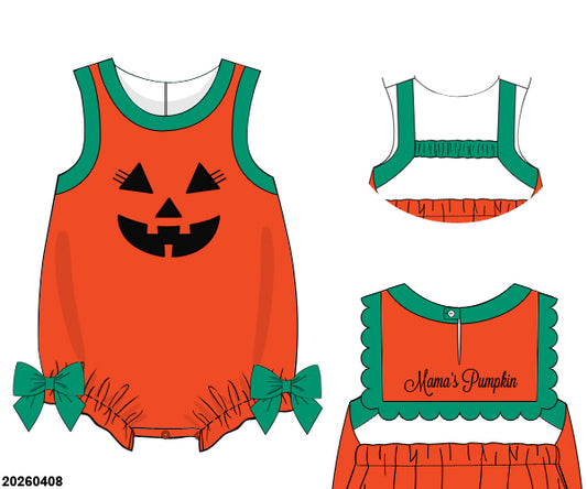 RTS FALL ONE: Pumpkin Face Bubble with Bows (ships out in 3-5 business days)
