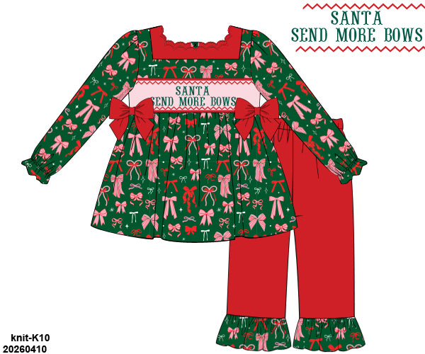 PO 50 CHRISTMAS PART ONE: Send More Bows Pants Set (ETA late September to customers)