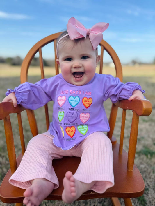 Affirmation Hearts Purple Shirt Only