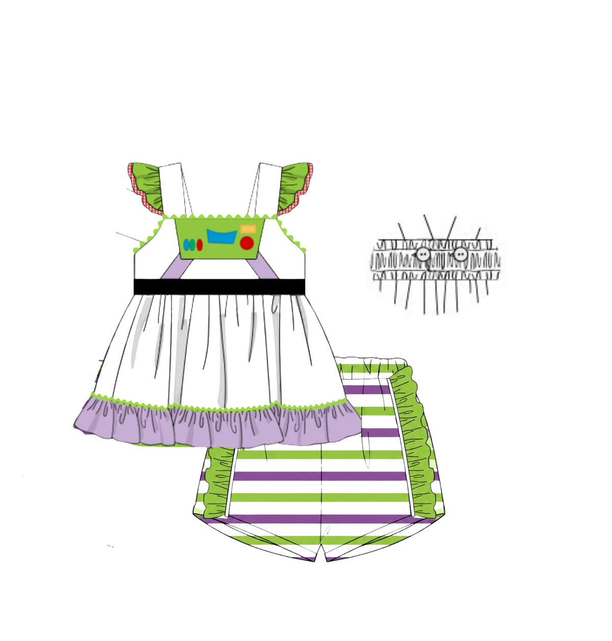Pre-Order 52.5: Space Hero Ruffled Shorts Set (ETA mid-November to customers)