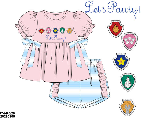 RTS: Let's Pawty Ruffled Shorts Set (No Phrase / Blank)