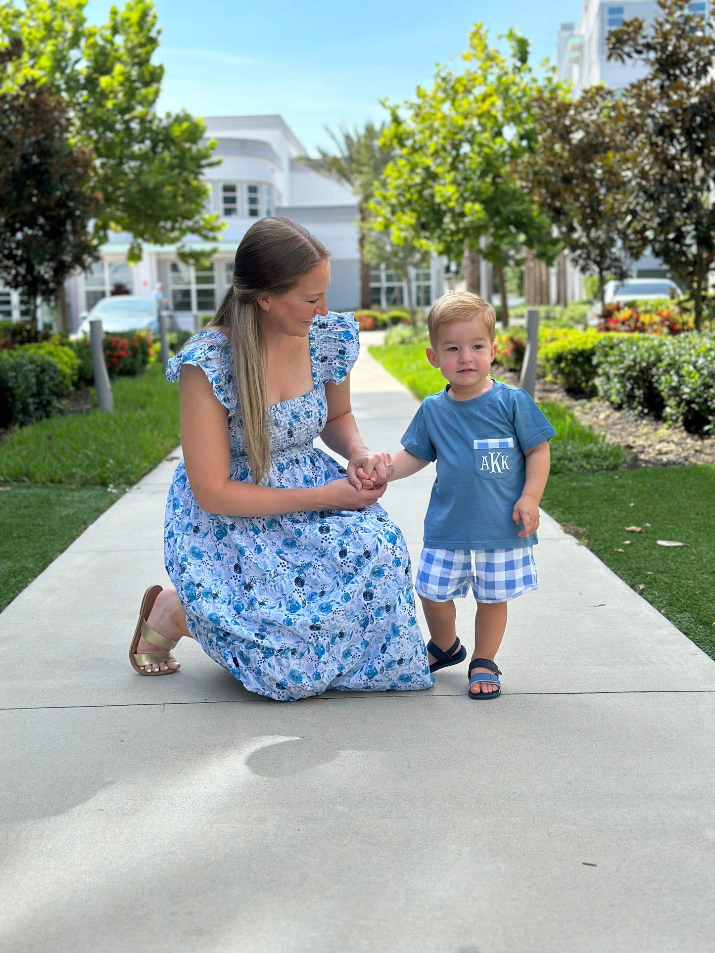 Blue Rose & Slate Mom Dress