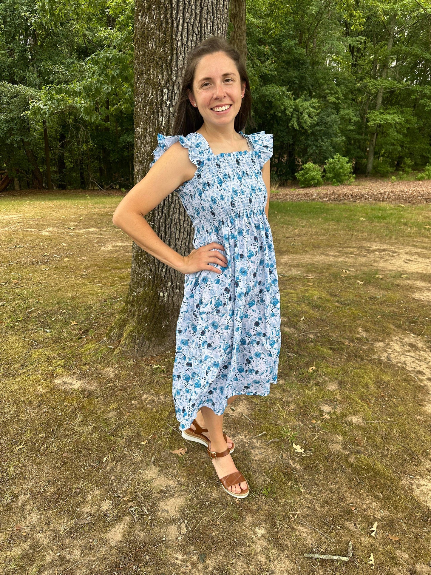Blue Rose & Slate Mom Dress