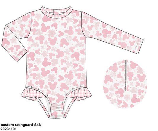 PRE-ORDER 43 Sweet Summer Part One: Pool Time Retro Pink Mouse Rashguard One-Piece (ETA: May to customer)