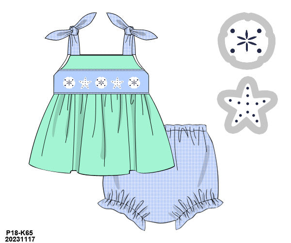 RTS: Smocked Seashells bloomer set