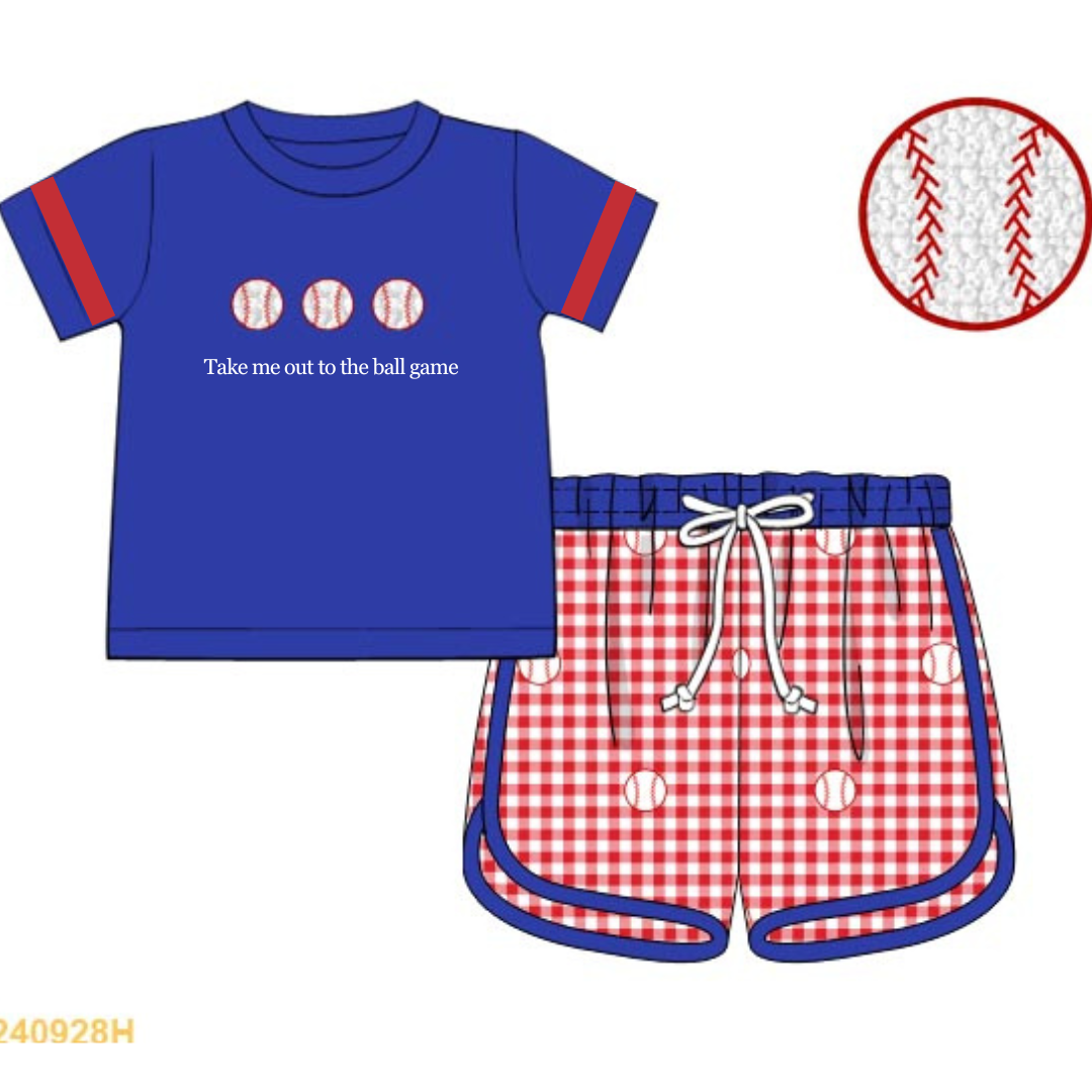 'Hey Batter Batter' Shortie Set (Take me out to the ballgame)