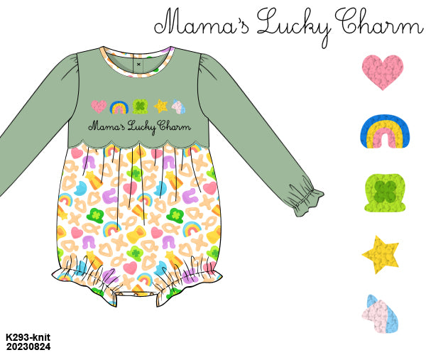 WHOLESALE PRE-ORDER 41 St. Paddy's & Easter: Mama's Lucky Charm Ruffled Bubble (ETA: February to KS then to customers)