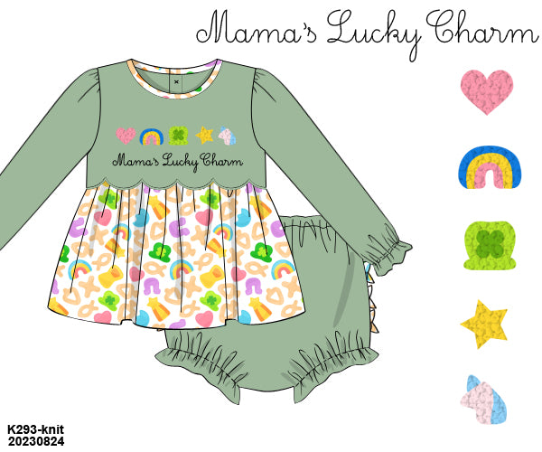 WHOLESALE PRE-ORDER 41 St. Paddy's & Easter: Mama's Lucky Charm Bloomers Set (ETA: February to KS then to customers)