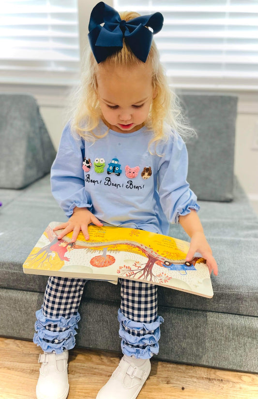 PO 3: Blue Truck French Knot Leggings Set