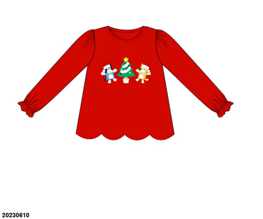 RTS KS Christmas: Heeler Christmas Scalloped Shirt Only (ships in 3-5 business days)