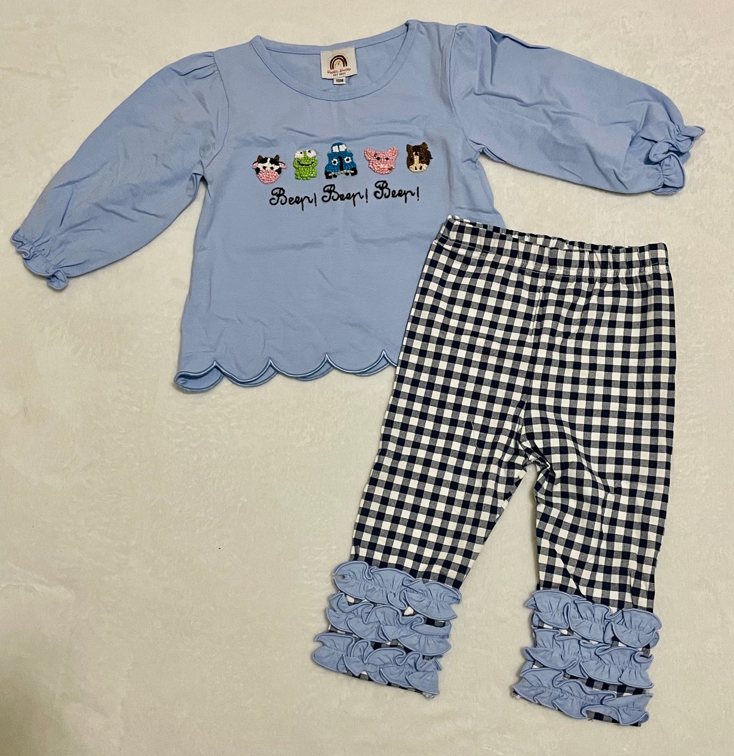 PO 3: Blue Truck French Knot Leggings Set