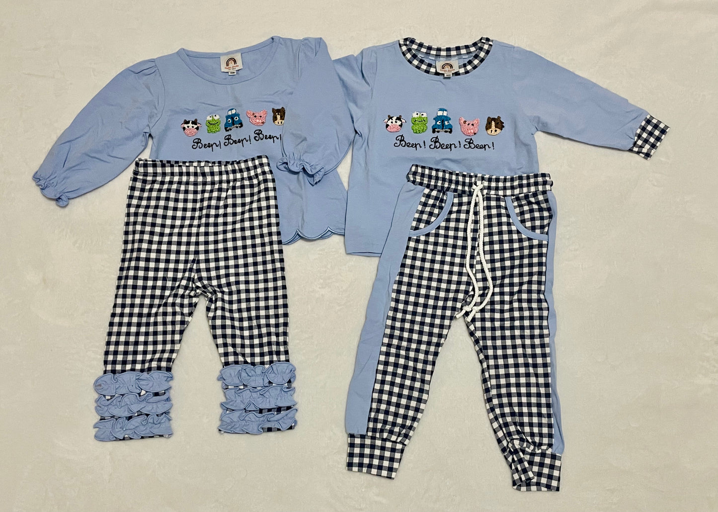 PO 3: Blue Truck French Knot Leggings Set
