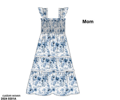 RTS: Blue Rose & Slate Mom Dress (3-5 business days)