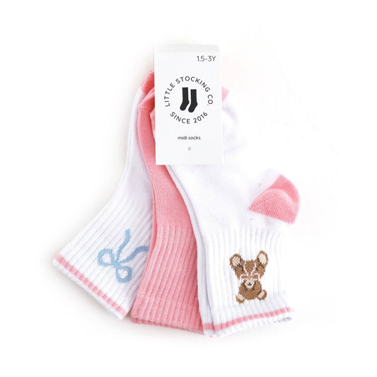 RTS LSC: Crew Socks 3-Pack - Teddy Bow