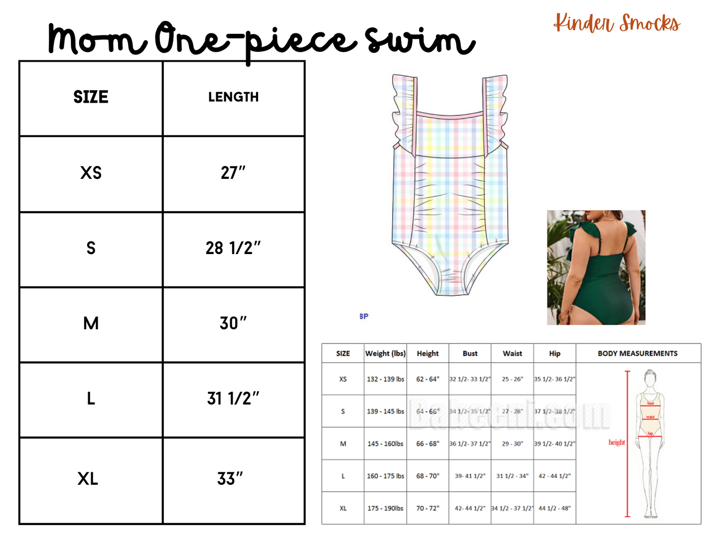 Swim Size Charts – kindersmocks