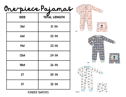 Cotton Pajamas Size Charts