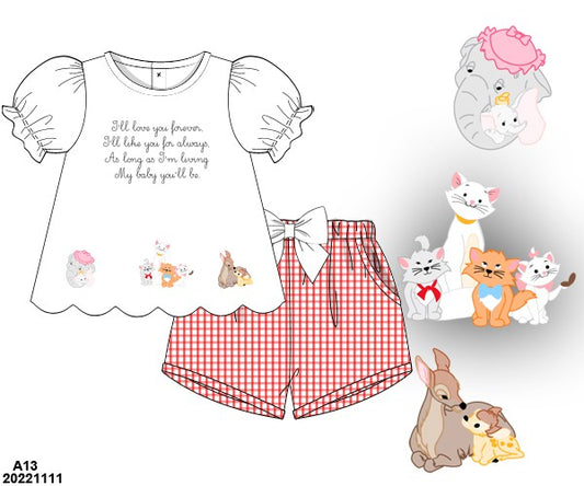 PRE-ORDER 42 Mother's Day: Love You Forever Shorts Set with Bow (ETA: March to KS then to customers)