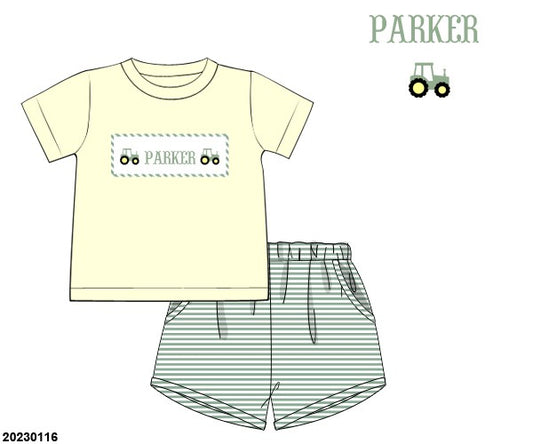 RTS: Green Tractor shortie set (DADDY’S BUDDY)