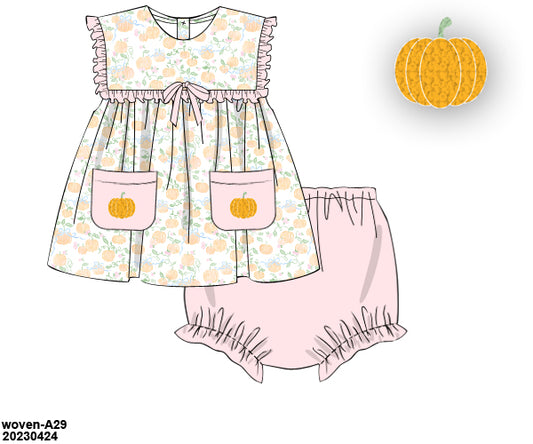 PRE-ORDER 32 TRANSITION TO FALL: Dainty Pumpkins Bloomers Set (ETA: AUGUST to customers)