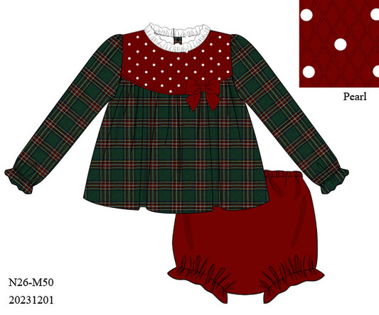 RTS KS Christmas: Bryant Plaid and Velvet Bloomer Set