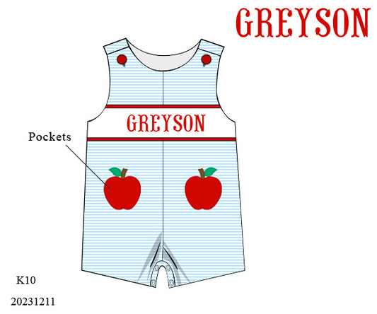 Apple Pockets Smocked Romper - JACK
