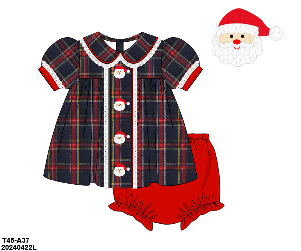 RTS KS Christmas: French Knot Santa Bloomer Set