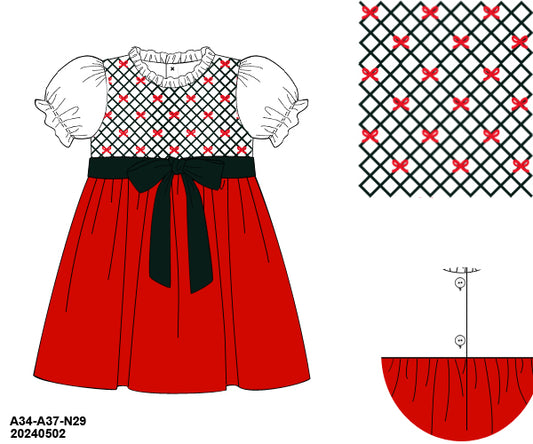 RTS KS Christmas: Tis The Season Velvet Bow Dress (ships in 3-5 business days)