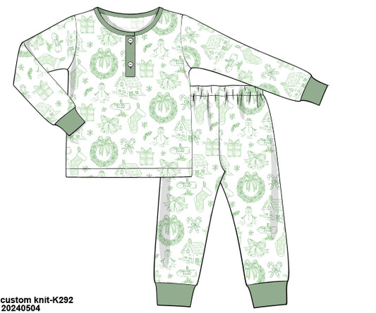 RTS KS Christmas: KS Christmas Toile Two-Piece Pajamas (ships in 3-5 business days)