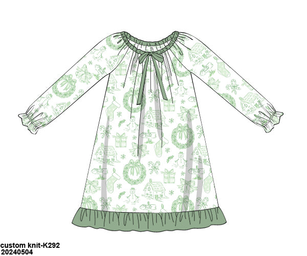 RTS KS Christmas: KS Christmas Toile Pajama Night Gown (ships in 3-5 business days)