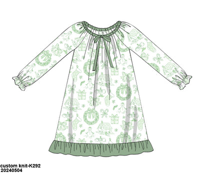 RTS KS Christmas: KS Christmas Toile Pajama Night Gown (ships in 3-5 business days)