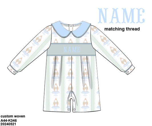 PRE-ORDER 36 CHRISTMAS PART ONE: Poppy's Gingerbread Blue Shortall (ETA: October to customers)