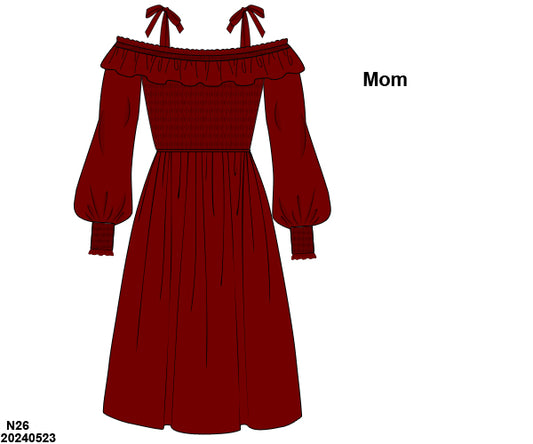 RTS KS Christmas: Mom Red Velvet Dress (ships in 3-5 business days)