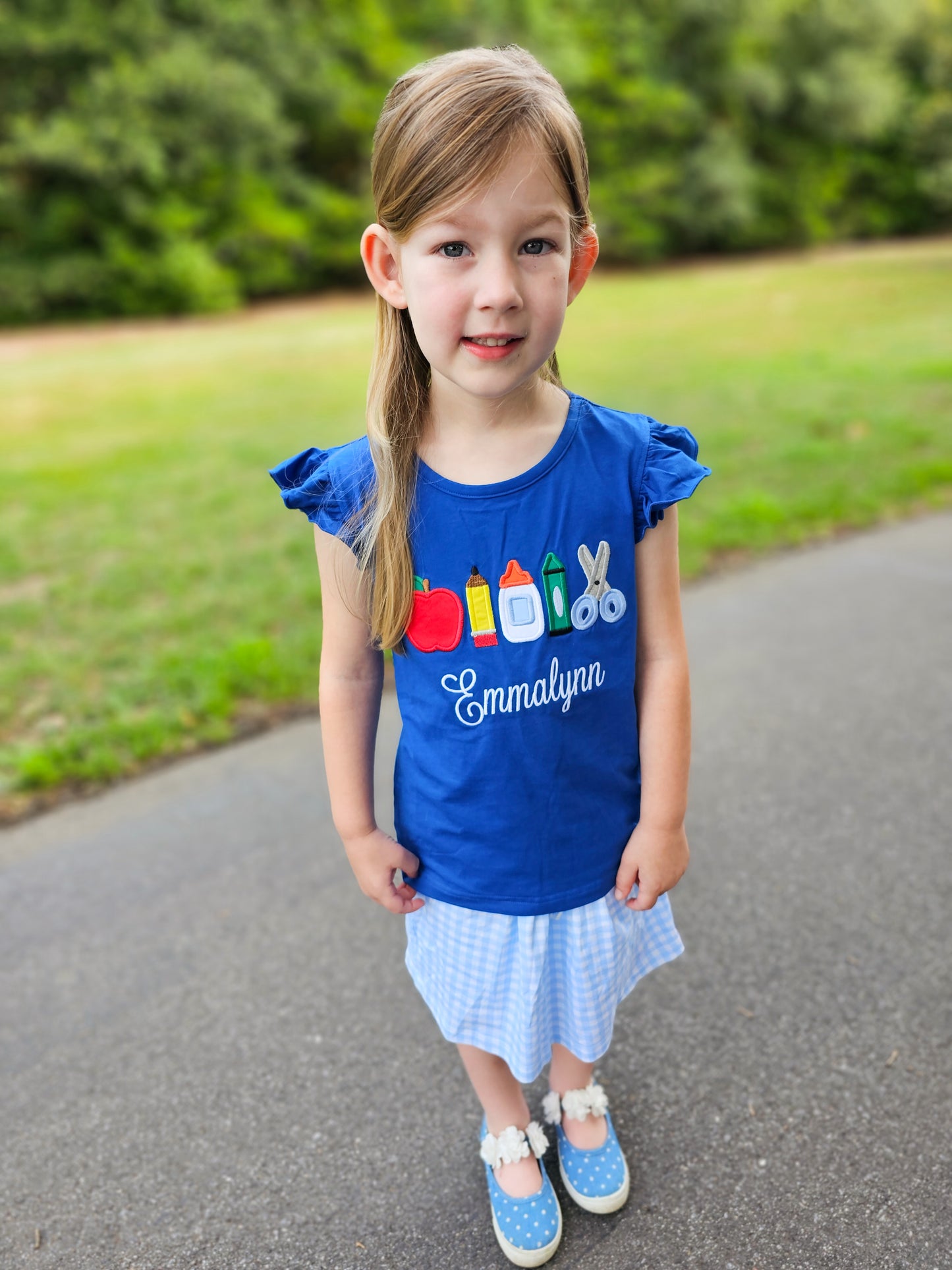 RTS PO 45 BACK TO SCHOOL: School Supplies Girl Shirt Only - no monogram (ships out in 3-5 days)