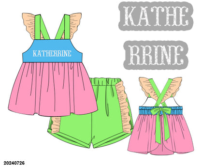PO 27 SPRING PART ONE: KS Colorblock Ruffled Shorts Set "SUNKISSED" (ETA February to KS then to customers)