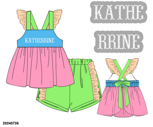 PO 27 SPRING PART ONE: KS Colorblock Ruffled Shorts Set "SUNKISSED" (ETA February to KS then to customers)