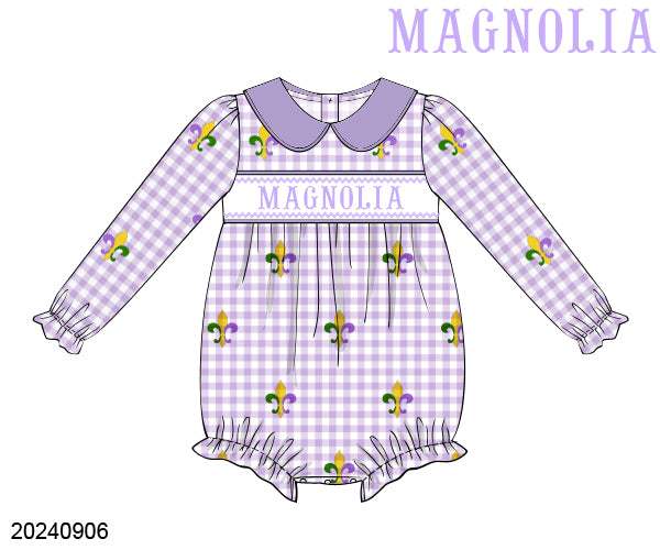 PRE-ORDER 39 Winter & More: Mardi Pardi Name Smock Long Sleeves Collared Bubble (ETA: December to KS then to customers)