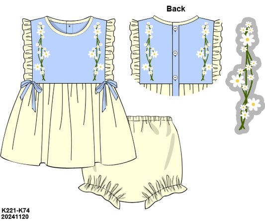 PO 30 RTS: Pretty Daisies Blue Bloomer Set (ships in 3-5 business days)