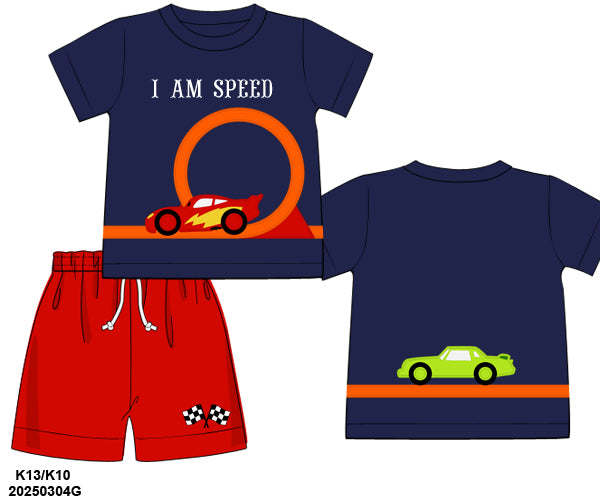 PO 45 BACK TO SCHOOL: Race Car Shorts Set (no monogram)